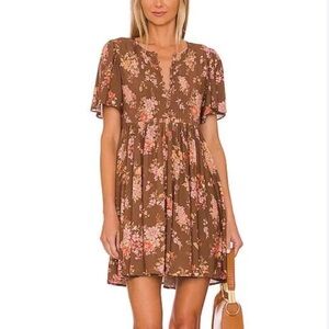 Spell & The Gypsy Meadowland Flutter
Sleeve Mini Dress In Hazelnut Brown
Size XS